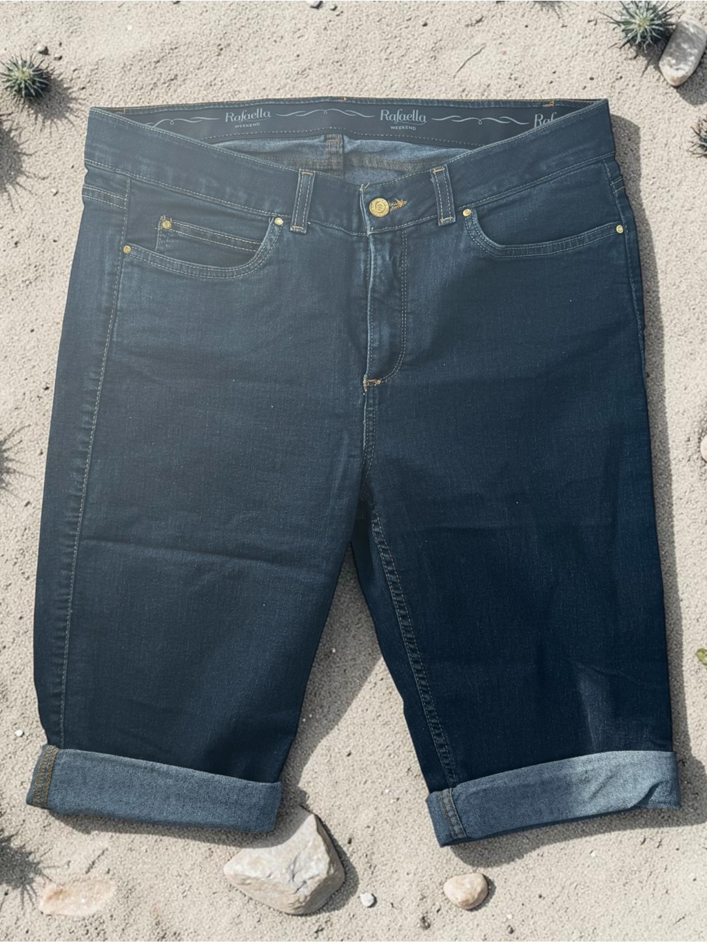 Rafaella Dark Indigo Cuffed Denim Bermuda Shorts